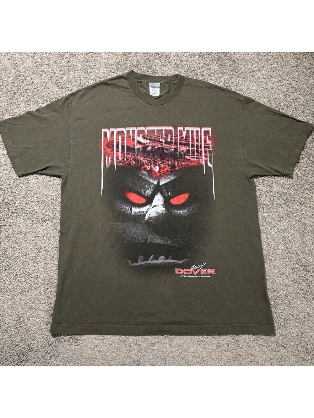 Vintage Dover International Speedway Monster Mile NASCAR T Shirt Olive Men’s XL